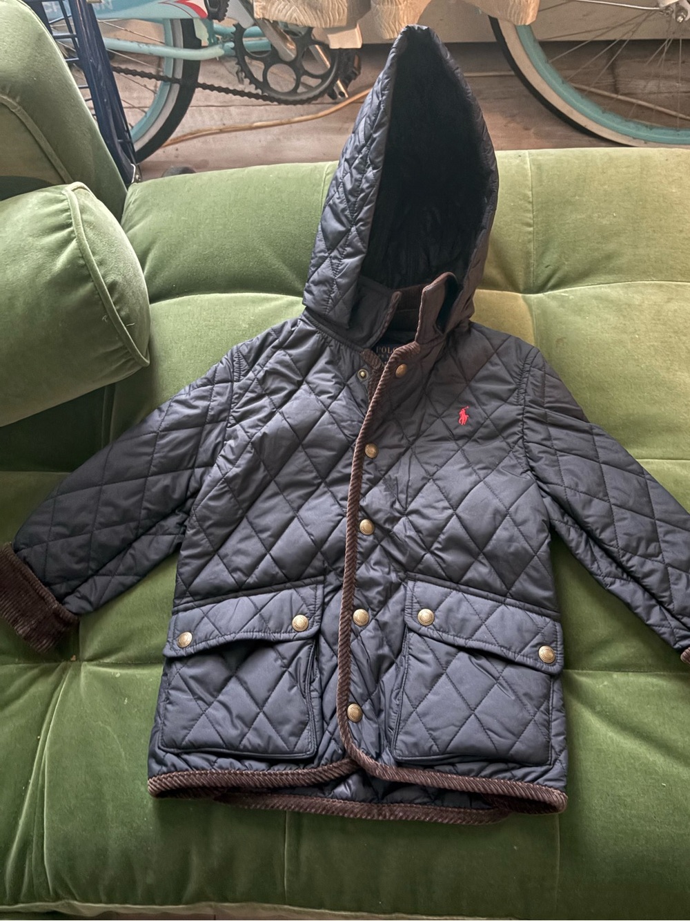 Boys polo navy quilted with corduroy
Jacket